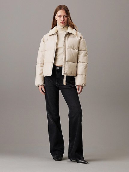 Módní Aviator Puffer bunda, Béžová, Krémová barva, 2024