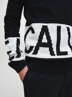 Luxusní Logo Svetr, Bílá, Černá barva, S, M, L, XL