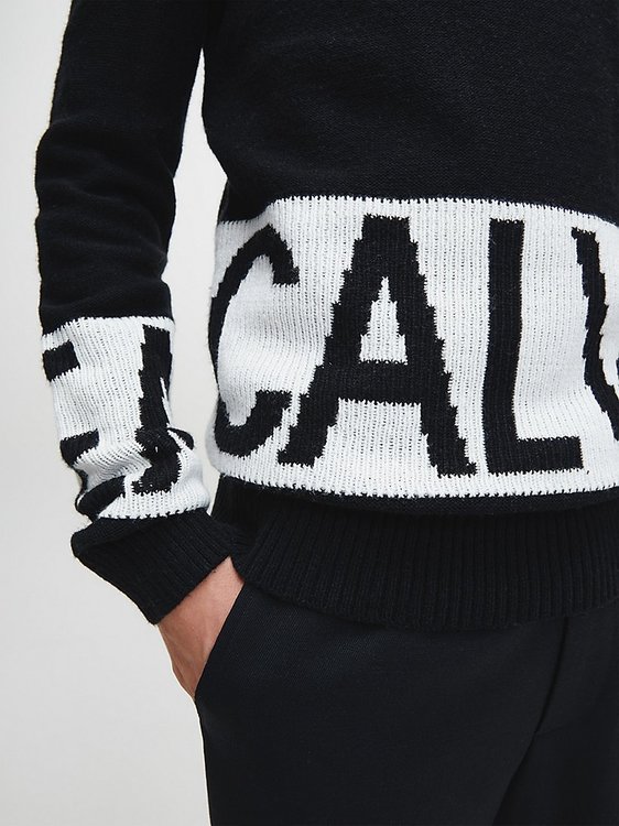 Luxusní Logo Svetr, Bílá, Černá barva, S, M, L, XL
