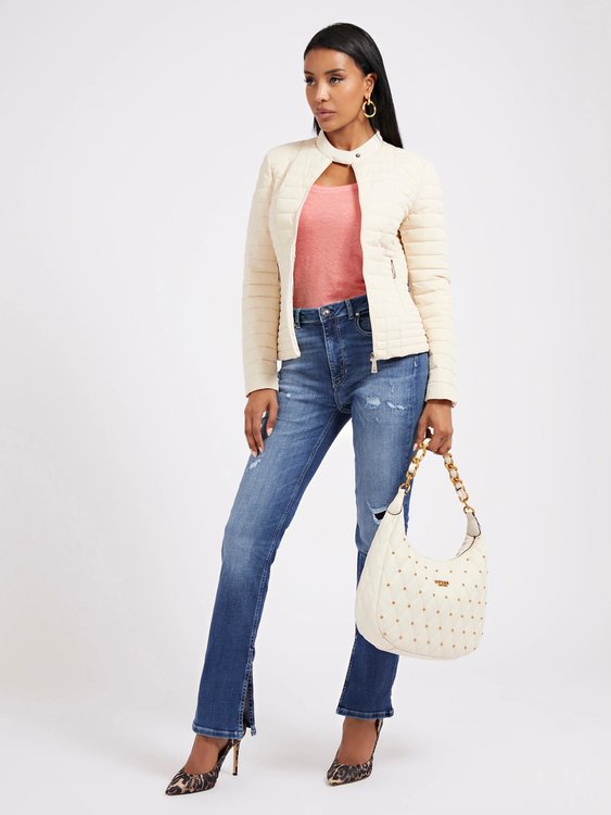 Módní Vona bunda, Krémová barva, 2022