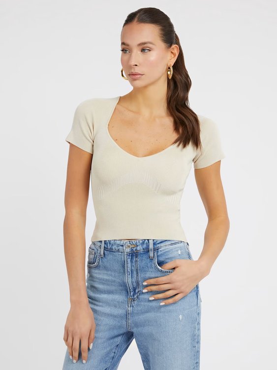 GUESS – Alcosta svetr, Krémová barva