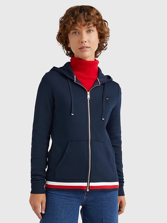 Tommy Hilfiger – Heritage Zip-Through mikina, Navy barva
