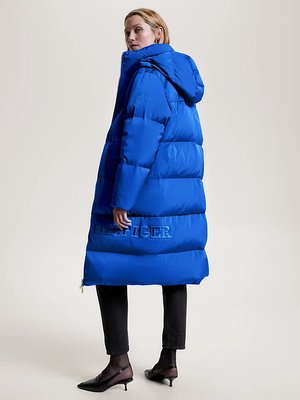 Sateen Hooded bunda – Tommy Hilfiger, Modrá barva Ženy