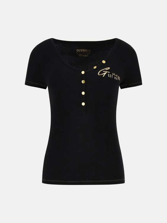 Luxusní Henley Olympia triko, Černá barva, XS, S, M, L, XL