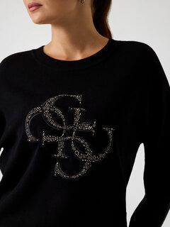 Luxusní Sylvie Logo svetr, Černá barva, S, M