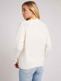 Módní Suede svetr, Krémová barva, 2022 1