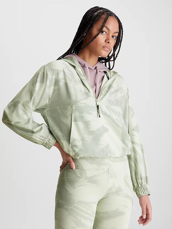 Calvin Klein Performance – Anorak větrovka, Zelená barva