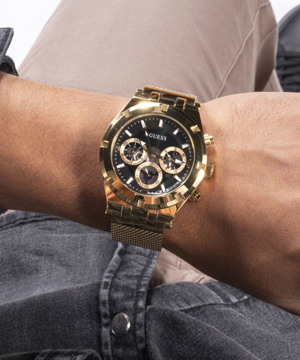 GUESS, Zlatá barva Continental hodinky