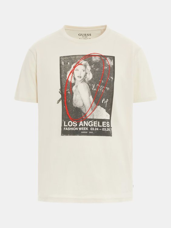 GUESS, Bílá, Krémová barva LA Fashion triko