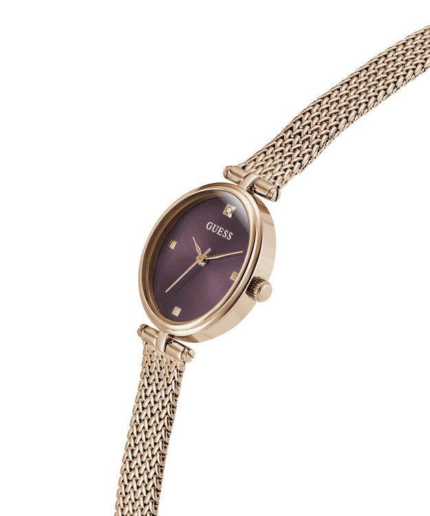 Luxusní Ruby hodinky, Růžové zlato, Vínová barva, UNI