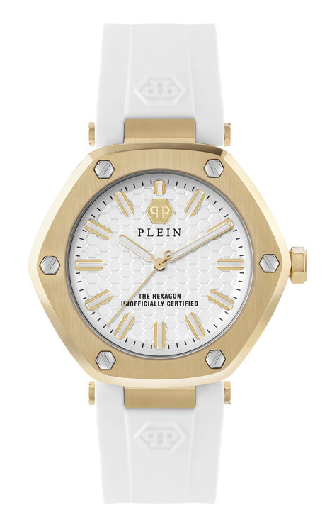 Philipp Plein – THE HEXAGON hodinky, Bílá, Zlatá barva