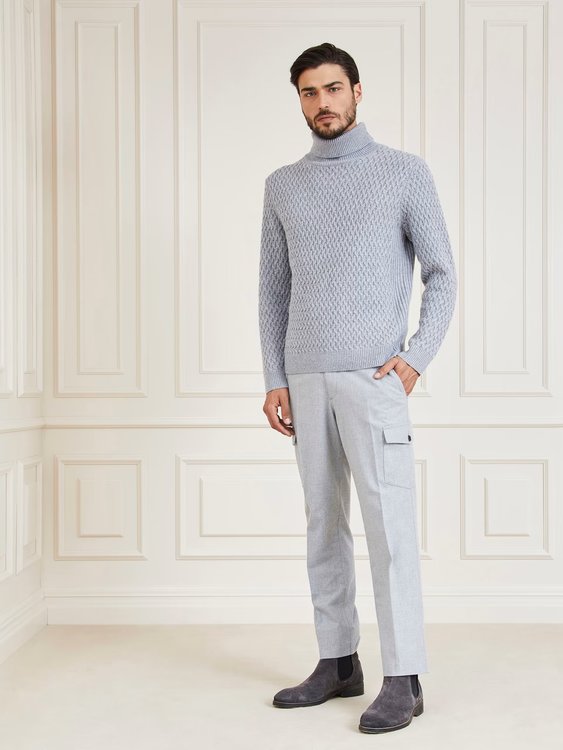 Módní Basket svetr, Šedá barva, 2022