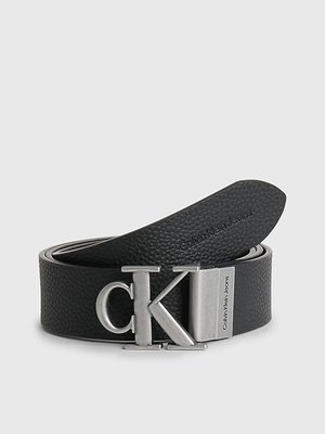 Calvin Klein Jeans – Round Monogram pásek, Černá, Hnědá barva