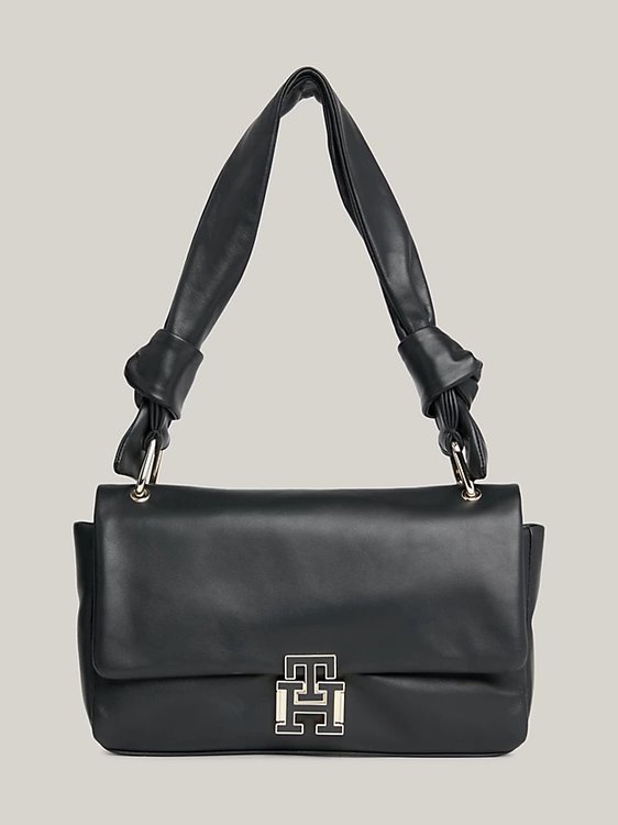 Tommy Hilfiger – Pushlock Leather kabelka, Černá barva