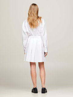 Luxusní Pleated Relaxed Mini šaty, Bílá barva, 34, 36, 38