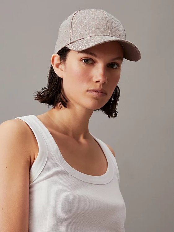 Monogram Jacquard kšiltovka Hnědá, Šedá barva Ženy