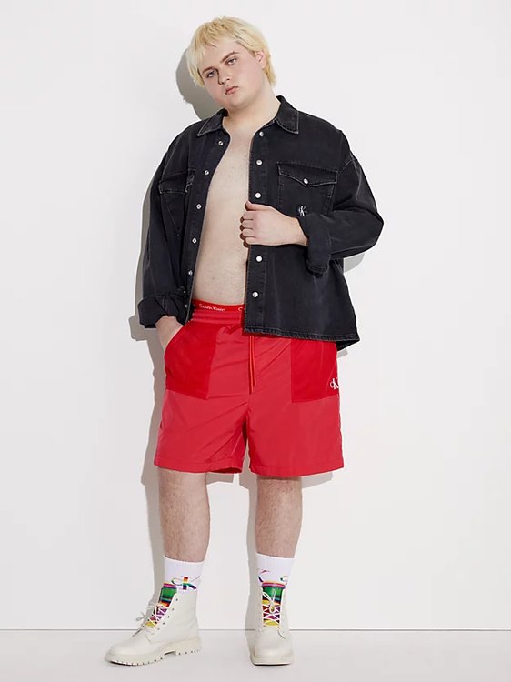 Luxusní Woven kraťasy, Červená barva, M, L