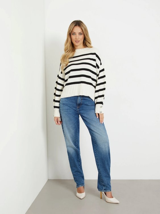 Módní Mirelle svetr, Bílá, Černá barva, 2024