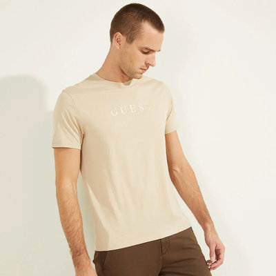 Guess – Logo triko, Béžová barva