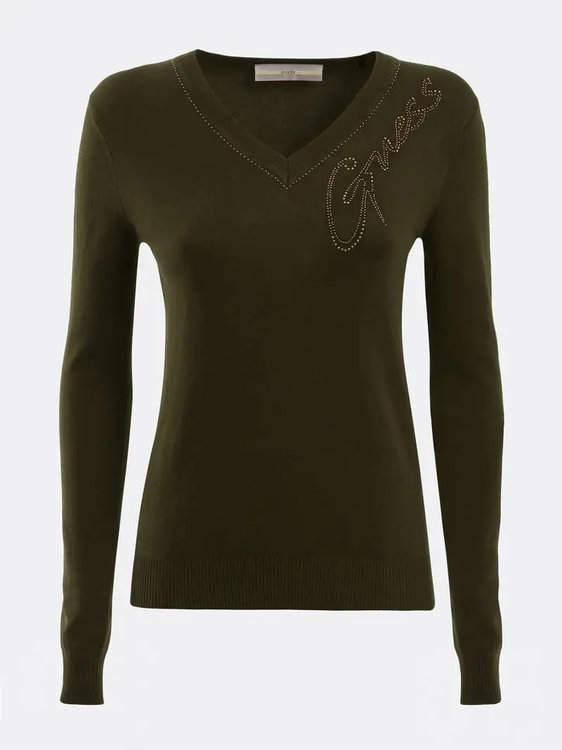 Módní Edith svetr, Khaki barva, 2021