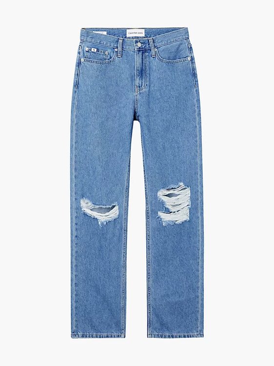 High Rise Straight jeany Modrá barva Ženy