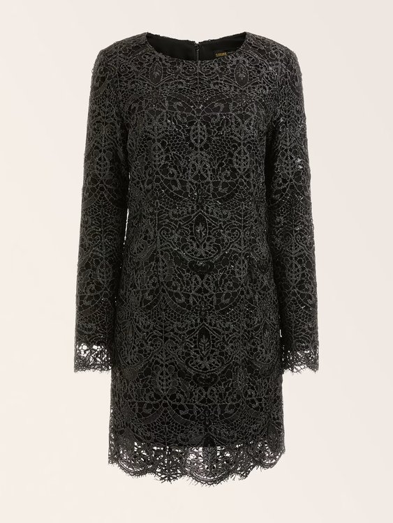 Luxusní Shimmy Lace šaty, Černá barva, 38, 40, 42