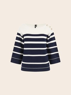 Febe Sweater Striped svetr Bílá, Modrá barva Ženy