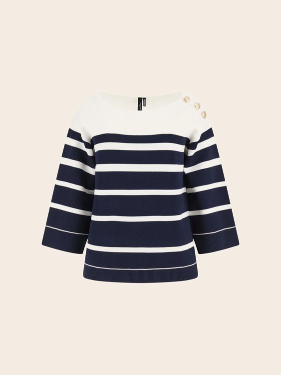 Febe Sweater Striped svetr Bílá, Modrá barva Ženy