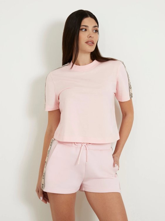 GUESS – Britney Crop triko, Růžová barva