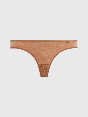 Calvin Klein Underwear – Sheer Marquisette tanga, Hnědá barva