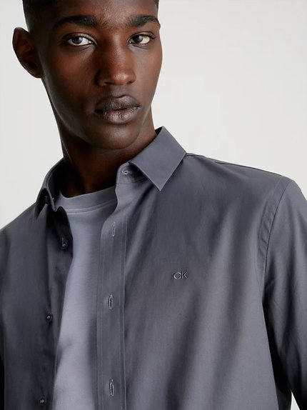 Módní Poplin Stretch Slim košile, Šedá barva, 2024
