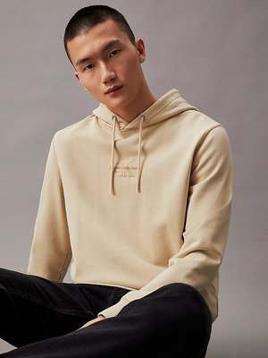 Calvin Klein Jeans – Washed Monologo mikina, Hnědá, Khaki barva