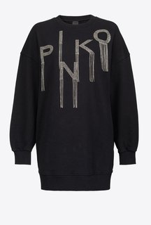 Pinko – Organic logo mikinové šaty, Černá barva