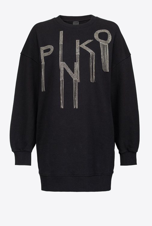 Pinko – Organic logo mikinové šaty, Černá barva