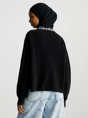 Logo Intarsia svetr – Calvin Klein Jeans, Černá barva Ženy