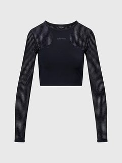 Long Sleeve Cropped Gym triko Černá barva Ženy