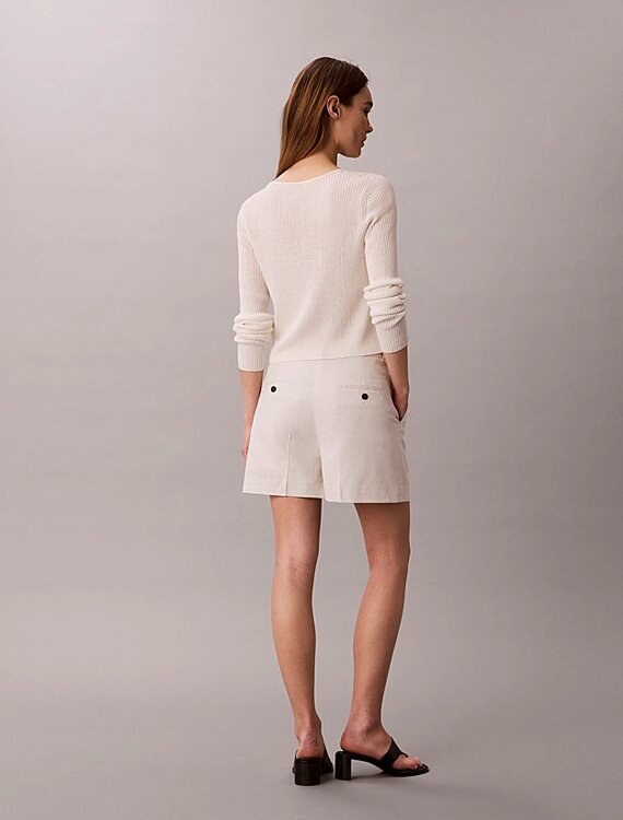 Luxusní Lněné šortky, Béžová barva, 2, 4