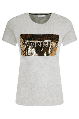 Calvin Klein – Sequin tričko, Šedá barva