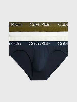 Calvin Klein Underwear – Modern Structure slipy 3ks, Khaki, Navy barva