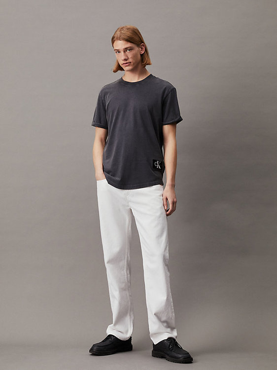 Luxusní Washed Monologo triko, Šedá barva, S, M, L, XL