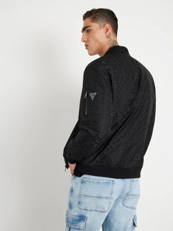 Módní Bomber bomber, Černá barva, 2024