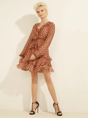 Guess, Hnědá barva Ramona šaty