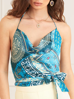 Luxusní Tamara top, Modrá barva, XS, S, M