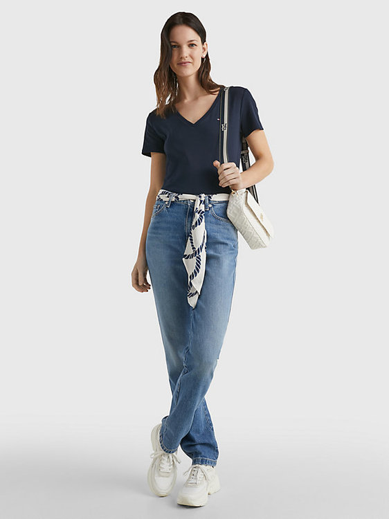 Slim Cody Rib triko – Tommy Hilfiger, Navy barva Ženy