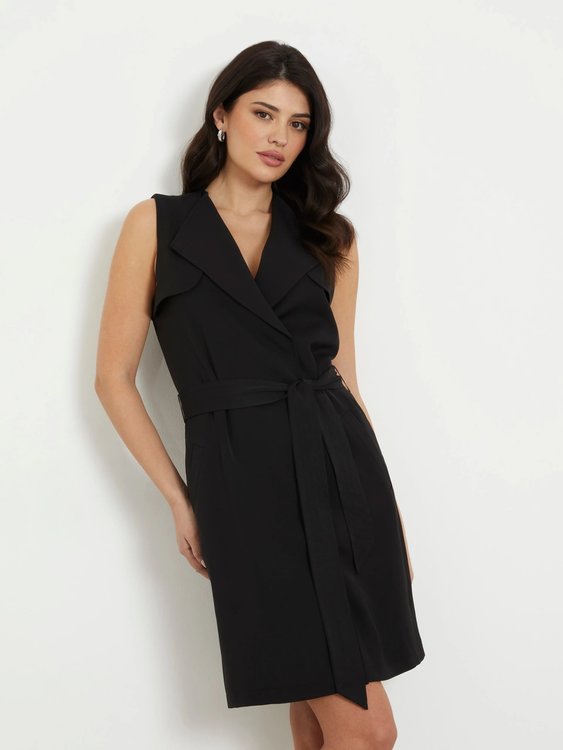 GUESS – Everly Trench Šaty, Černá barva