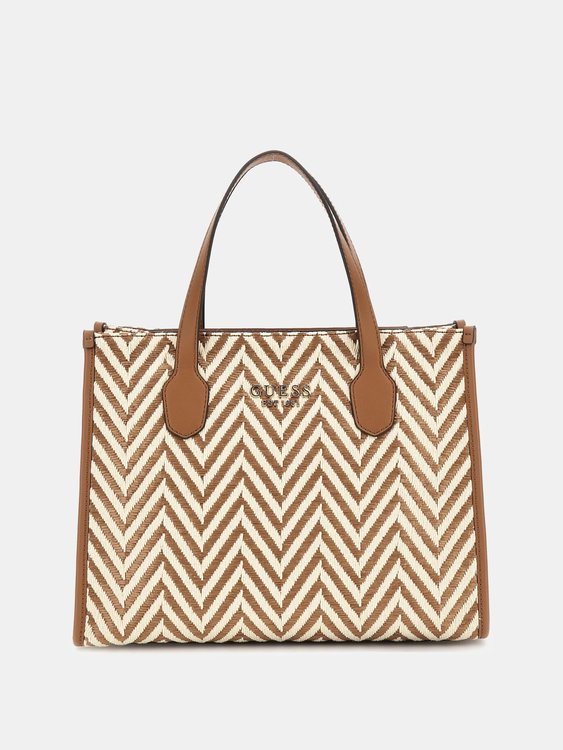GUESS – Silvana 2 velká kabelka, Hnědá, Multi barva