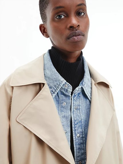 Módní Trench kabát, Béžová barva, 2023