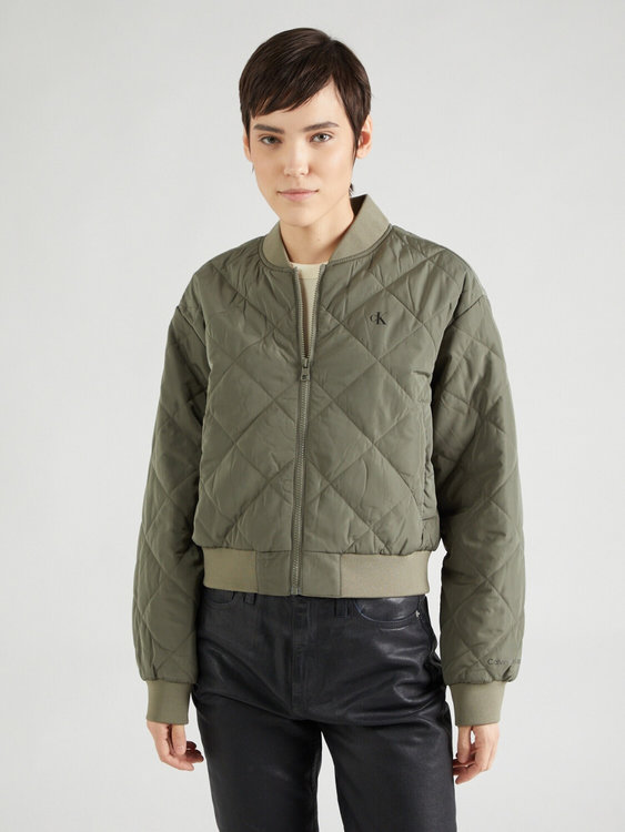 Módní Quilted bomber, Khaki, Zelená barva, 2024