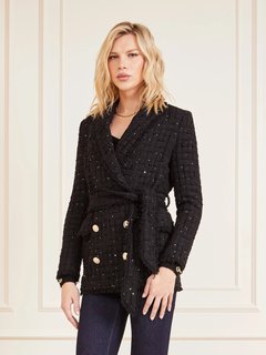 Luxusní Marika Belted kabát, Černá barva, 38, 40, 42, 44