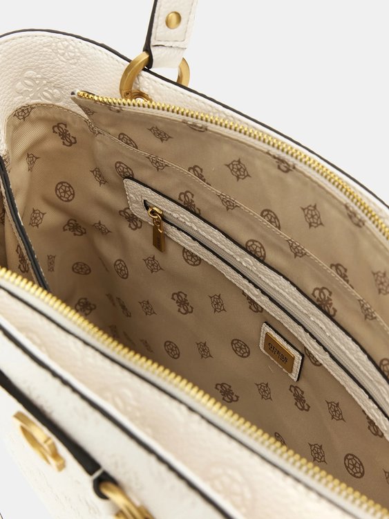 Luxusní Peony Noel velká kabelka, Bílá, Krémová barva, T/U